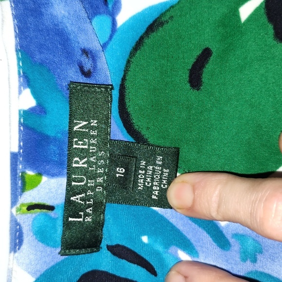 Lauren Ralph Lauren faux wrap dress. Size 16 Beautiful colors. - Picture 9 of 10